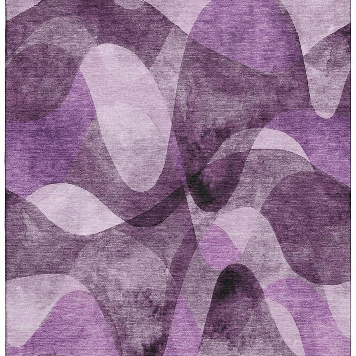 9' X 12' Abstract Washable Area Rug With UV Protection (648099) - Purple / Ivory
