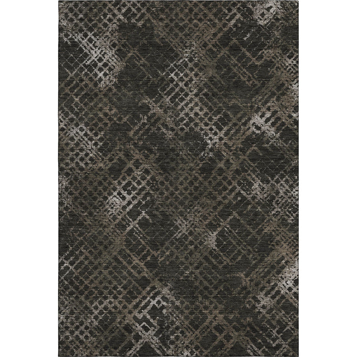 10' X 14' Abstract Geometric Washable Area Rug With UV Protection - Brown And Ivory