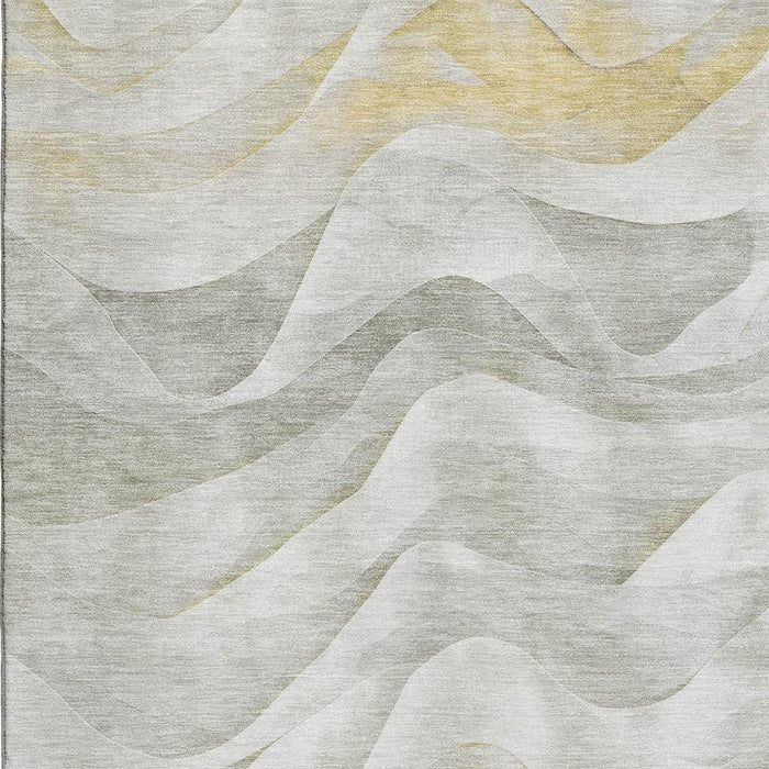 10' X 14' Abstract Washable Area Rug With UV Protection (694821) - Silver / Gold / Ivory