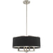 18-inch four-light dimmable chandelier with shades in nickel and pearl silver finish, modern HomeRoots chandelier for elegant lighting.
