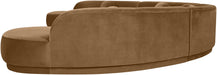 Velvet performance fabric upholstered sectional by Meridian Furniture, 189-inch stationary sofa with plush cushions.