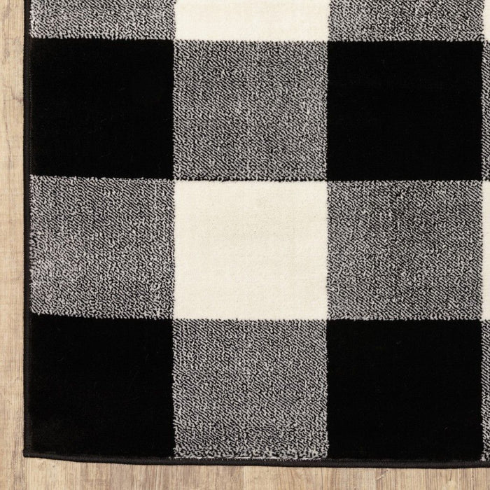 10' x 13' Monochromatic Gingham Pattern Indoor Area Rug - Beige Black