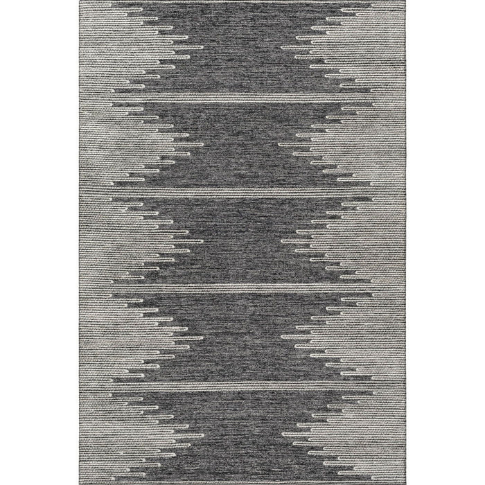 10' X 14' Abstract Washable Area Rug With UV Protection (653677) - Charcoal / Ivory
