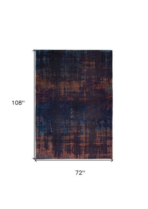 7' x 9' Abstract Non Skid Area Rug - Blue And Brown