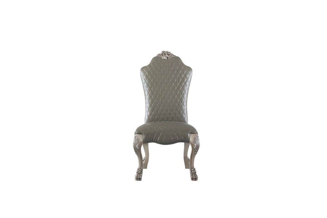 Tufted And Upholstered Faux Leather Dining Side Chairs (Set of 2) - White / Gray