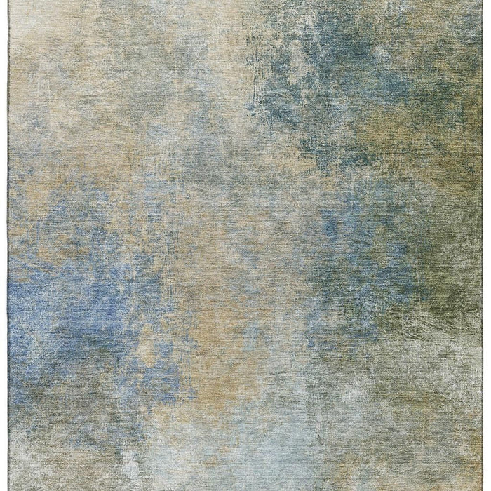 10' X 14' Abstract Washable Area Rug With UV Protection (710574) - Khaki / Blue / Gold