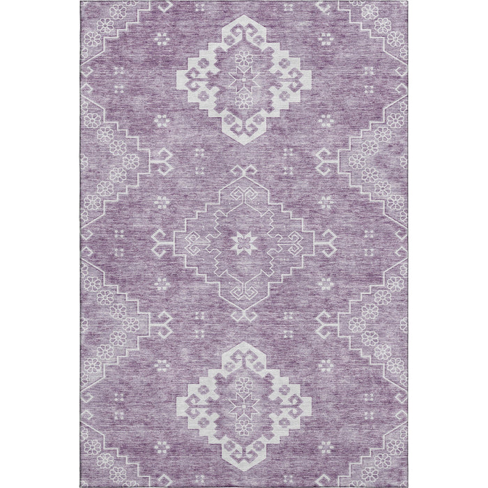 8' X 10' Medallion Washable Area Rug With UV Protection (667418) - Lavender / Ivory