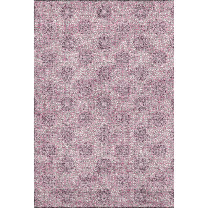 10' X 14' Damask Washable Area Rug With UV Protection (705983) - Pink / Gray