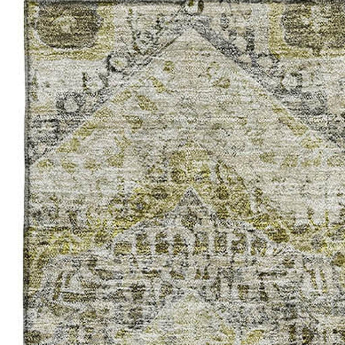 10' X 14' Abstract Geometric Washable Area Rug With UV Protection (708385) - Khaki / Beige / Gray