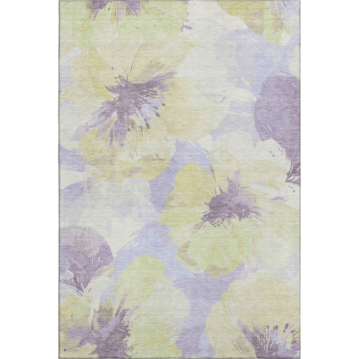 10' X 14' Floral Washable Area Rug With UV Protection (694424) - Wheat / Lavender / Ivory