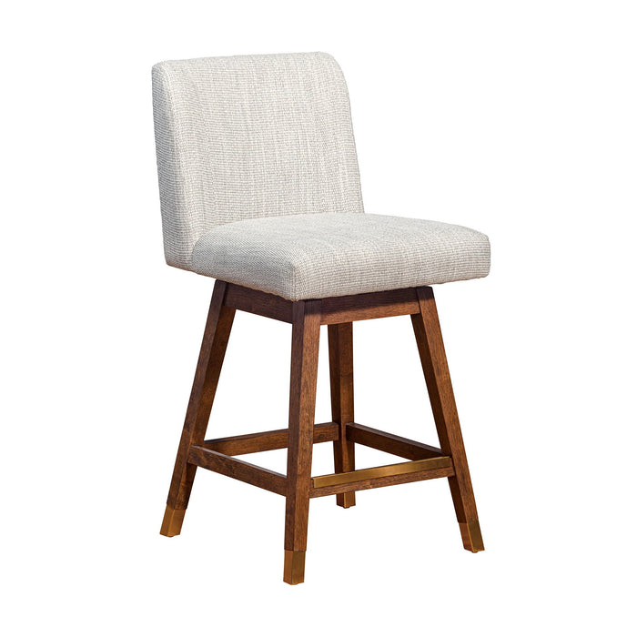 26" Solid Wood Swivel Bar Height Bar Chair - Beige And Brown