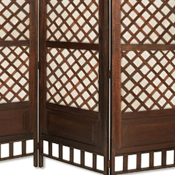 Folding Three Panel Screen Room Divider (415094) - Brown