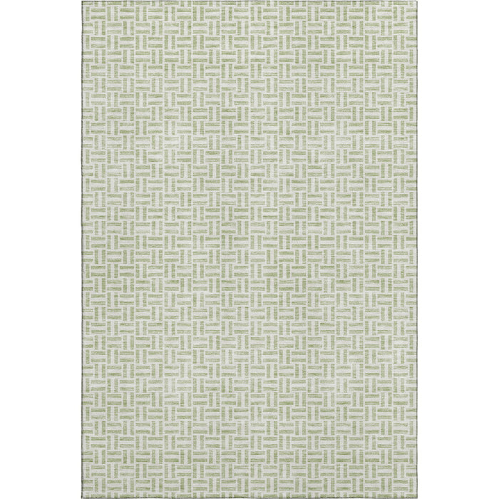 10' X 14' Geometric Washable Area Rug With UV Protection (672386) - Artichoke Green / Ivory