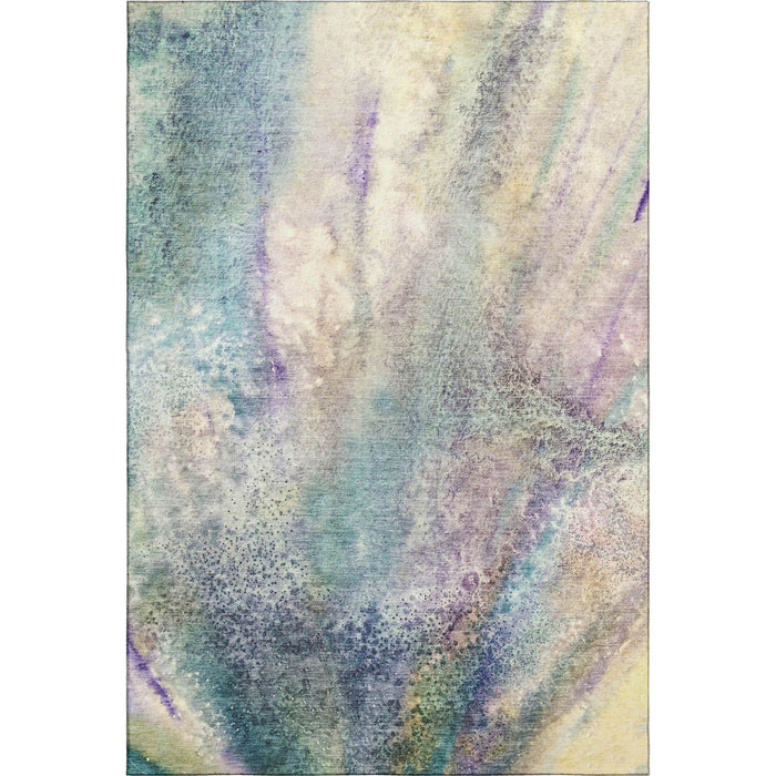 9' X 12' Abstract Washable Area Rug With UV Protection (646773) - Blue / Purple / Ivory