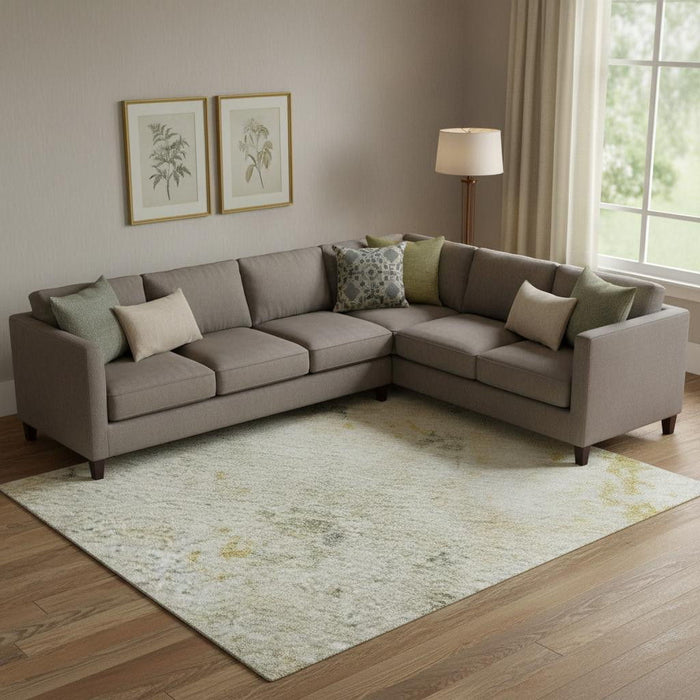 10' X 14' Abstract Washable Area Rug With UV Protection (700223) - Beige / Gold / Ivory