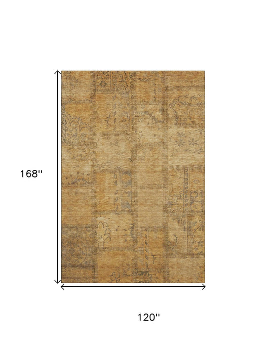 10' X 14' Patchwork Washable Area Rug With UV Protection (656148) - Copper / Gray