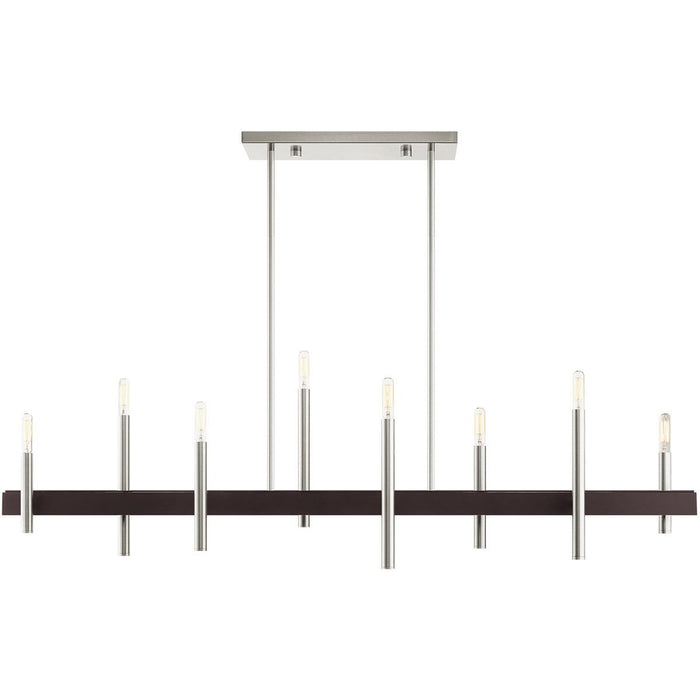 24" Eight Light Dimmable Chandelier With Shades - Nickel