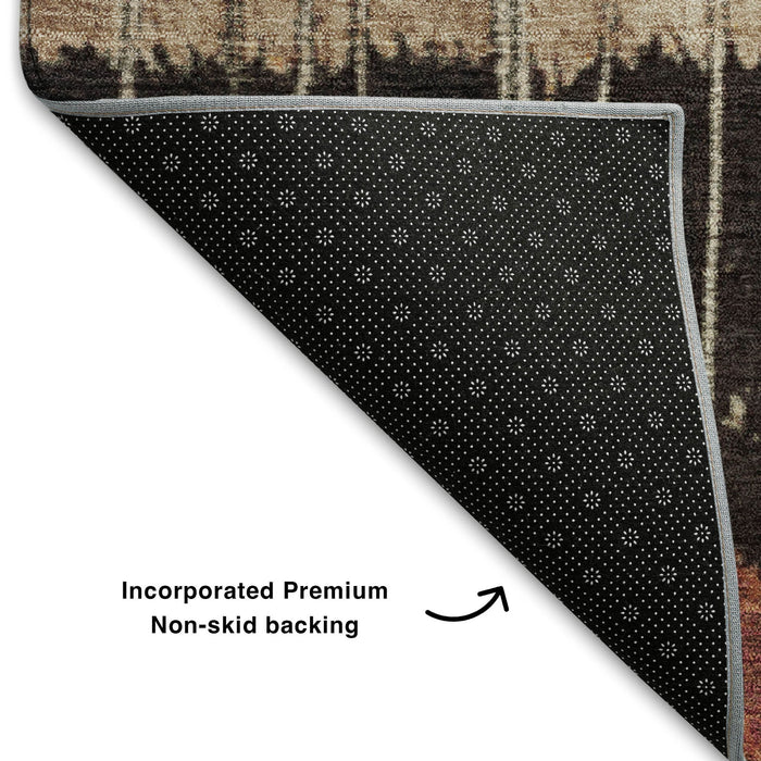 10' X 14' Striped Washable Area Rug With UV Protection (709516) - Beige / Red / Blue