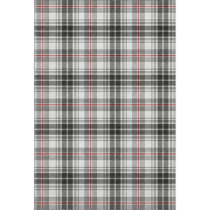 10' X 14' Plaid Washable Area Rug With UV Protection (678215) - Black / Red / Ivory