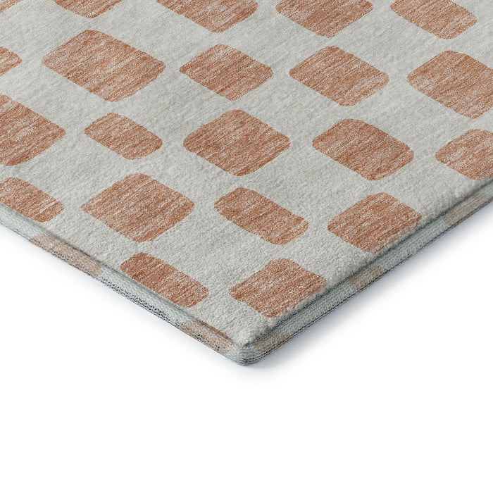 10' X 14' Geometric Washable Area Rug With UV Protection (669300) - Peach / Ivory