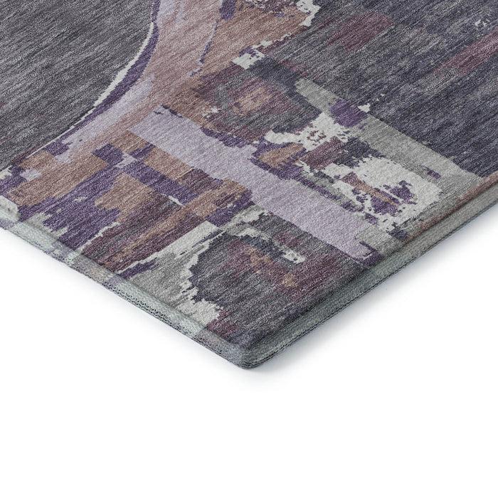 10' X 14' Geometric Washable Area Rug With UV Protection (667861) - Purple / Gray / Lavender