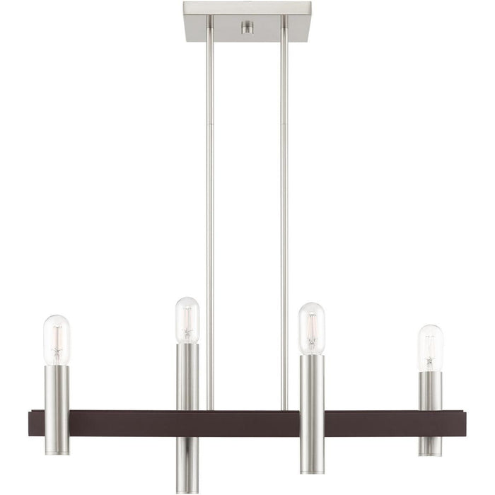 24'' Four Light Dimmable Chandelier With Shades - Bronze