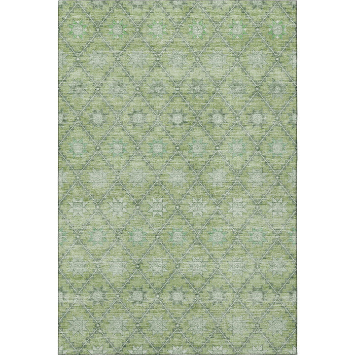 10' X 14' Geometric Washable Area Rug With UV Protection (706031) - Green / Gray