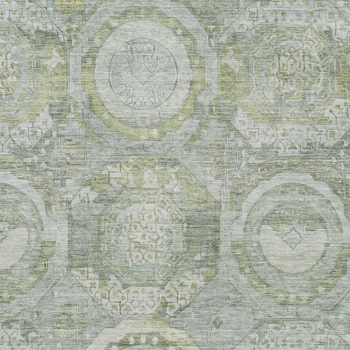 10' X 14' Mosaic Washable Area Rug With UV Protection (696416) - Sage / Gold / Gray