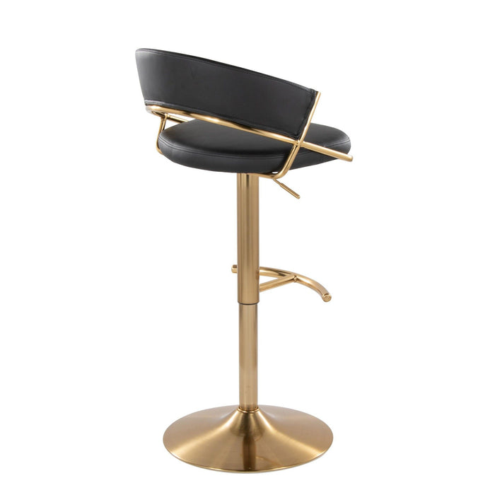 Jie - Adjustable Barstool With Swivel - Gold Metal (Set of 2)