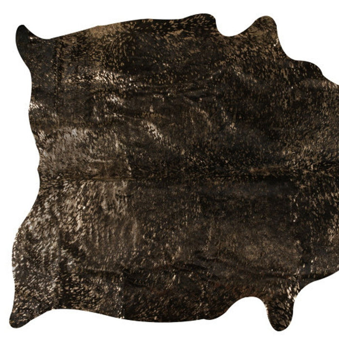 5' x 7' Gold Cowhide Hand Knotted Area Rug - Black And Copper