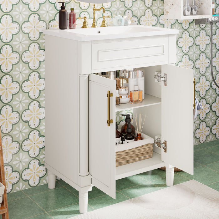 Giga bathroom vanity with integrated sink, 2-door cabinet, ideal for small to medium bathrooms, modern and space-efficient design