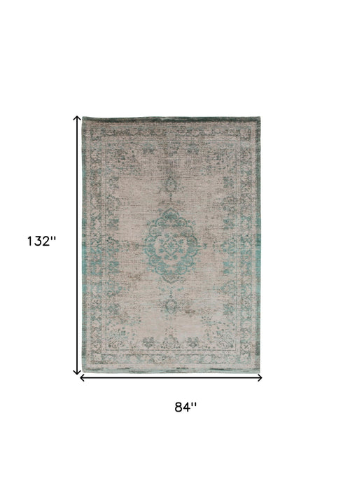 8' x 11' Medallion Non Skid Area Rug - Gray And Green