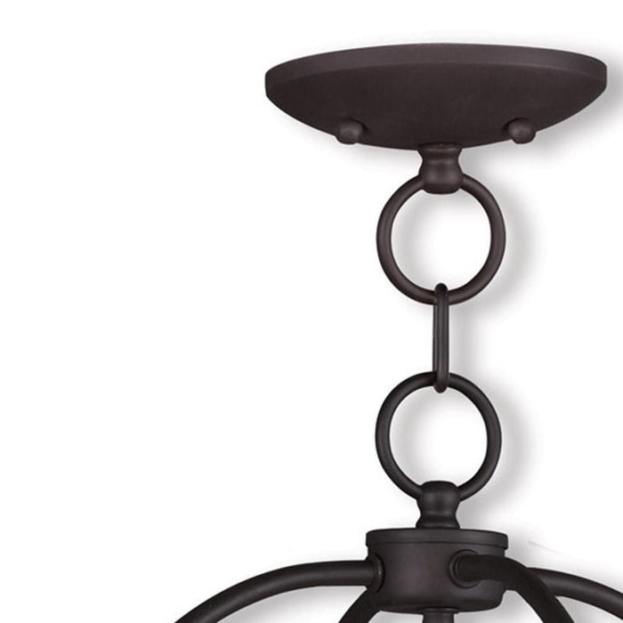 15" Four Light Metal Dimmable Chandelier With Shades - Bronze