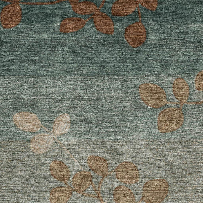 10' X 14' Floral Washable Area Rug With UV Protection (707503) - Coffee / Gray
