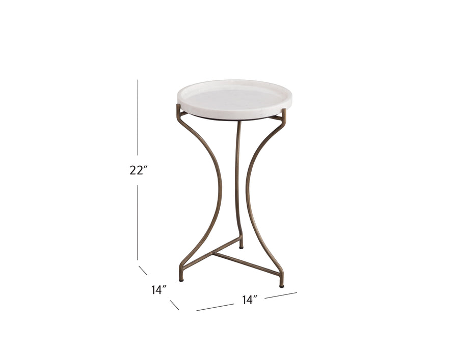 Mcgowan - Accent Table - Antique Brass/White Marble