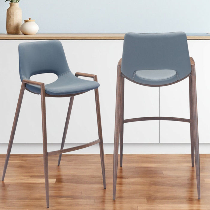 Steel Low Back Bar Height Bar Chairs (Set of 2) - Gray And Brown