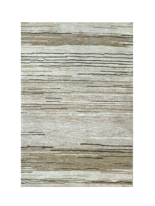 8' x 11' Abstract Power Loom Distressed Non Skid Area Rug - Beige And Brown