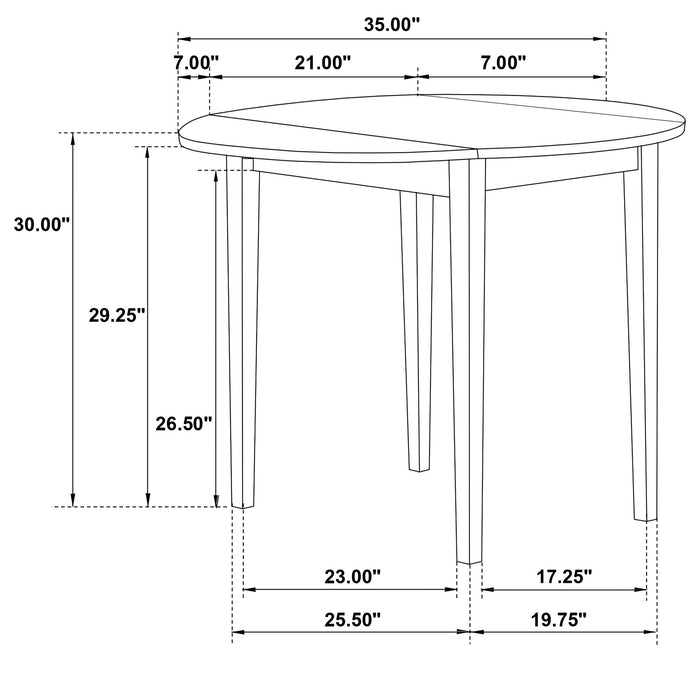 White Bucknell 3-piece round drop leaf dining table set by CoasterEveryday, featuring a classic wooden design and sturdy construction.