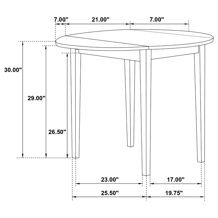 Bucknell 3-piece Round Drop Leaf Dining Table Set White