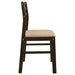 CoasterEveryday Bucknell 3-piece round drop leaf dining table set in cappuccino finish with matching chairs and table.