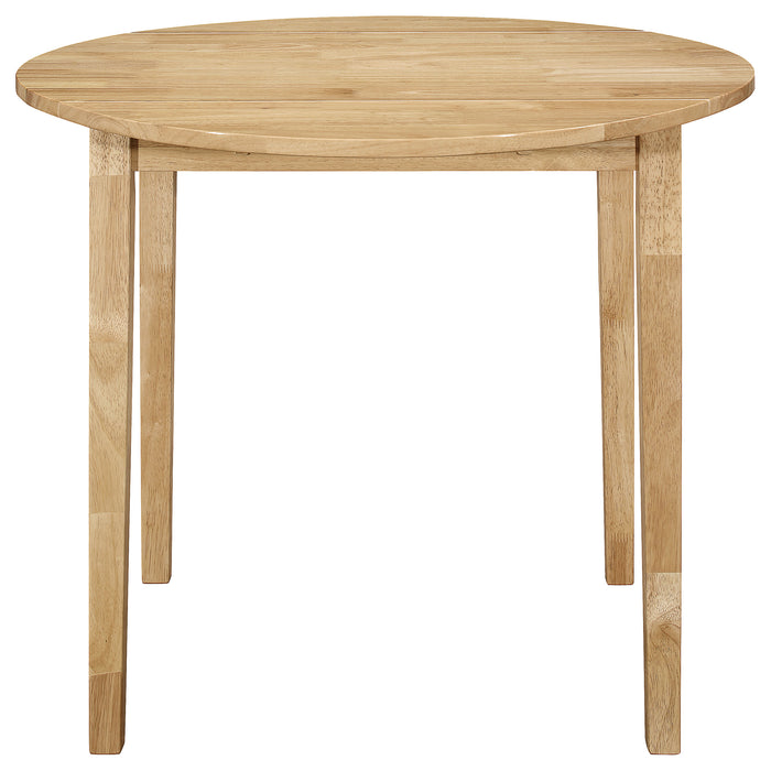 CoasterEveryday Bucknell 3-piece round drop leaf dining table set in natural finish with two chairs