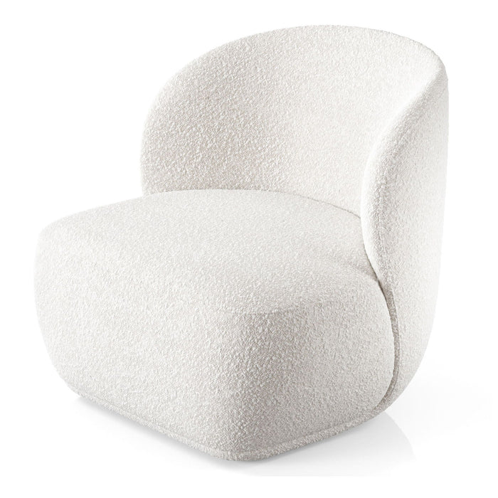 Boucle Mod Wingback Chair - White