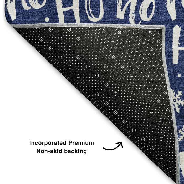 10' X 14' Abstract Geometric Washable Area Rug With UV Protection (701810) - Navy Blue / Ivory