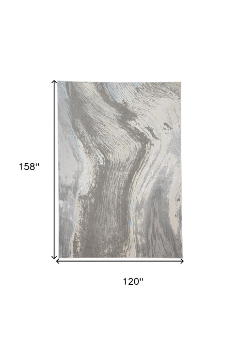 10' x 13.2' Abstract Power Loom Area Rug - Blue And Gray