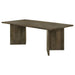 CoasterEveryday Tyler 80-inch solid wood dining table in mango brown with a smooth rectangular surface and sturdy legs.