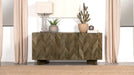 CoasterEveryday Tyler 3-door solid wood sideboard buffet cabinet in mango brown with sleek design and ample storage space.