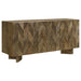 CoasterEveryday Tyler 3-door solid wood sideboard buffet cabinet in mango brown with sleek design and ample storage space.