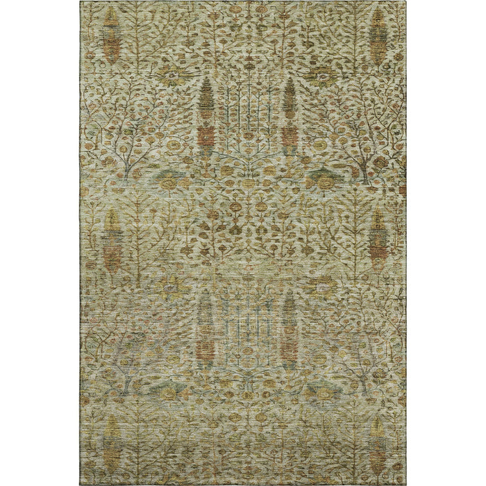 10' X 14' Floral Vines Washable Area Rug With UV Protection (716635) - Wheat / Gold