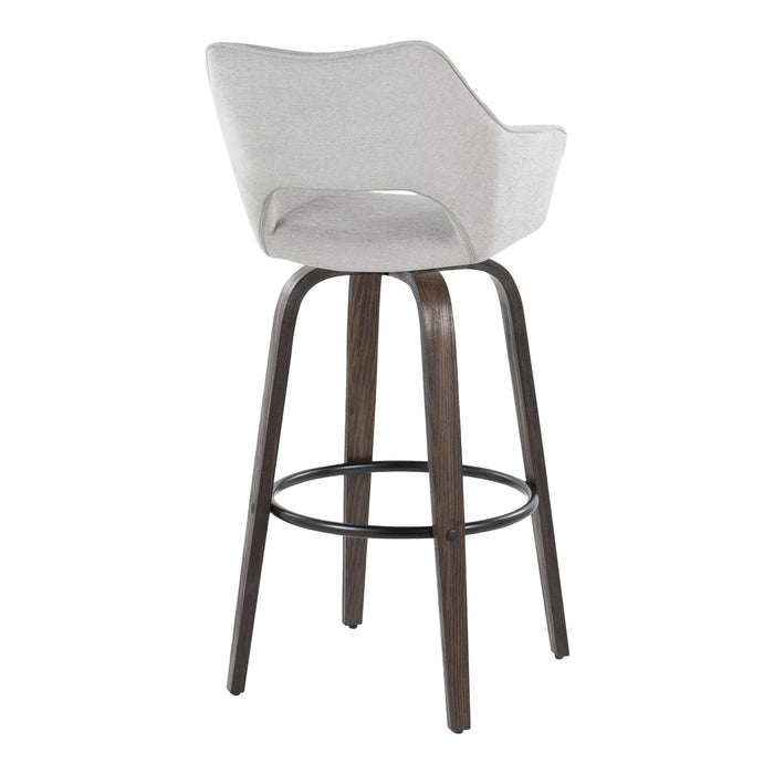 Mustang - 30" Fixed-Height Barstool With Swivel - Walnut Glazed Wood (Set of 2)