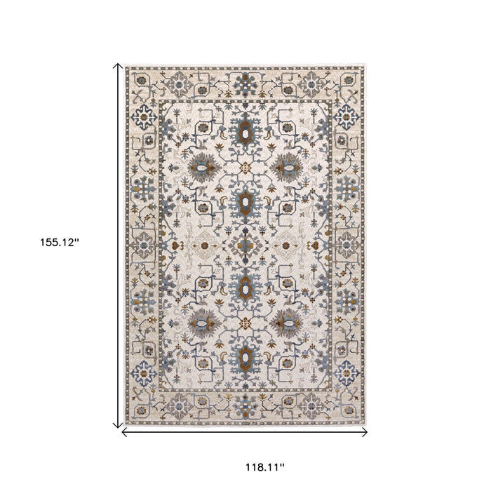 10' X 13' Oriental Area Rug - Ivory / Blue
